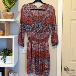 Lucky Brand Pattern Summer Dress Long Sleeve